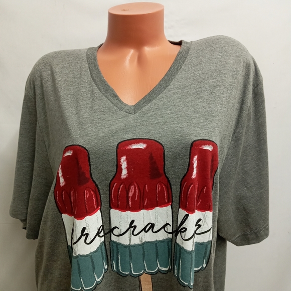 2X Bella + canvas triblend COLLECTION Fire Cracker / Bomb Pop  V neck t shirt - Picture 6 of 10
